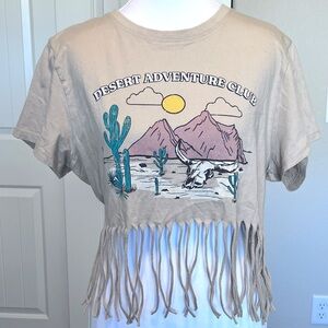 Love Peace & Lazy Days Fringe Cotton Crop Top Desert Adventures Festival
Boho L